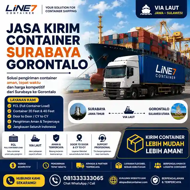 Jasa Kirim Container Surabaya Gorontalo via Laut