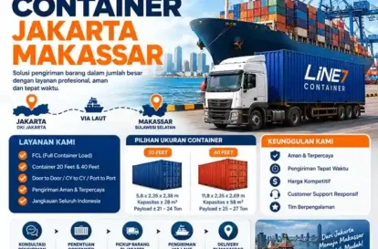 Jasa pengiriman container Jakarta Makassar FCL 20 feet dan 40 feet Line7 Container